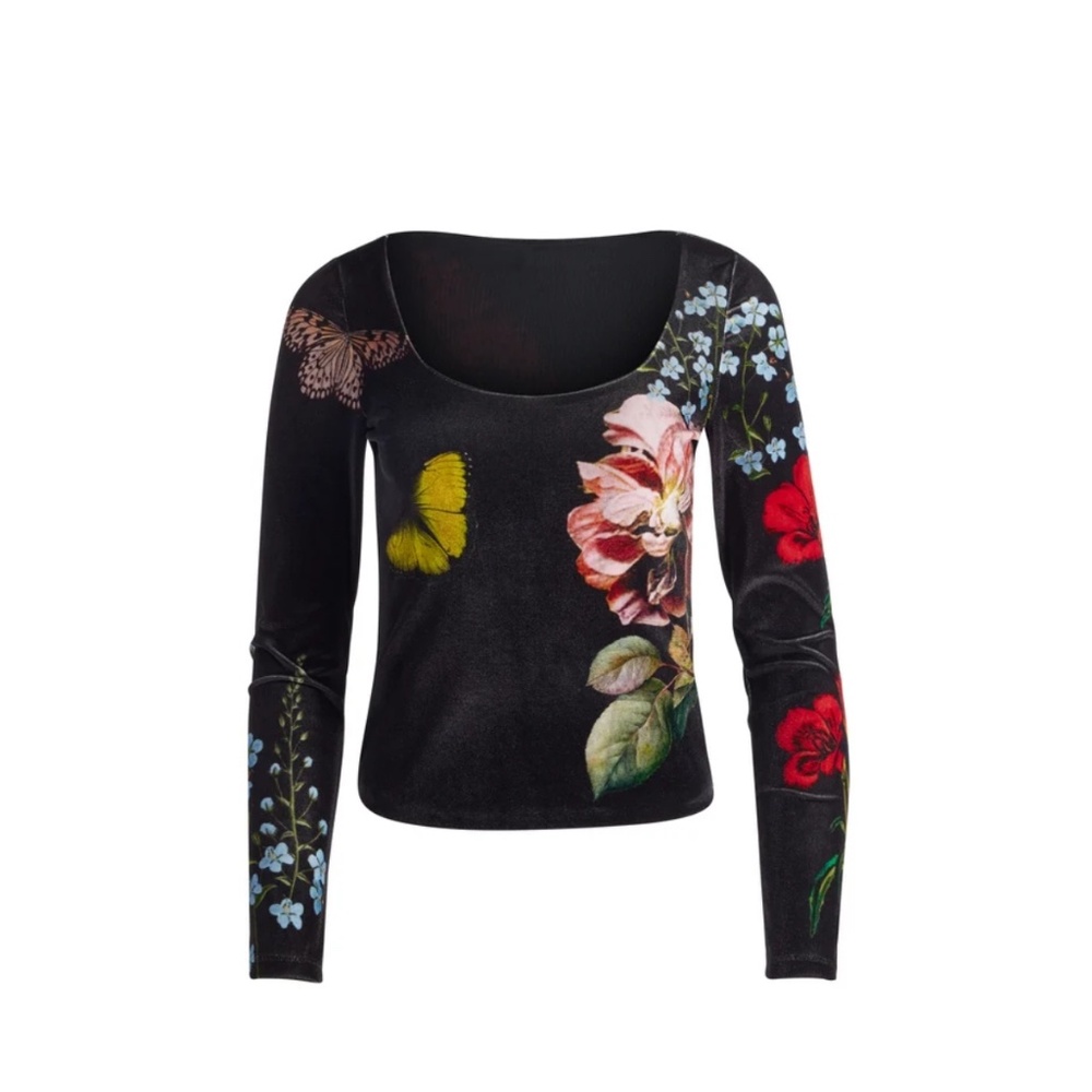 Alice + Olivia Delaina Long Sleeve Top In The Wind Floral Butterfly M NWT $275 - Picture 12 of 12